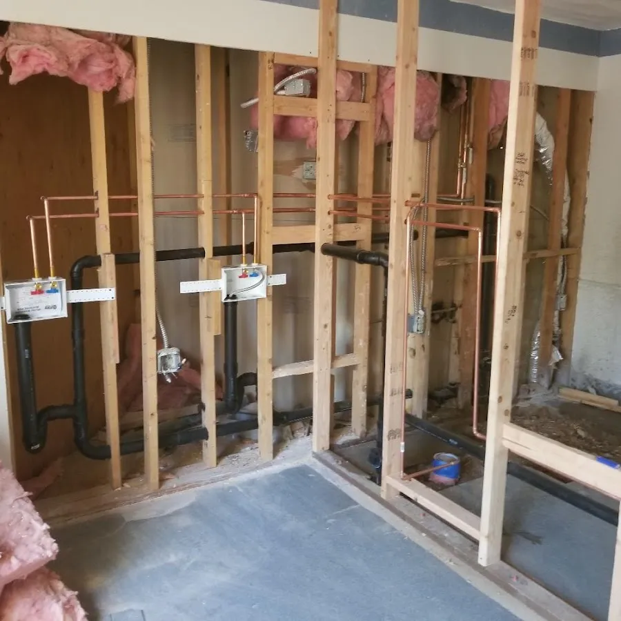 Copper pipe rough-in and plumbing installation in Lacy-Lakeview